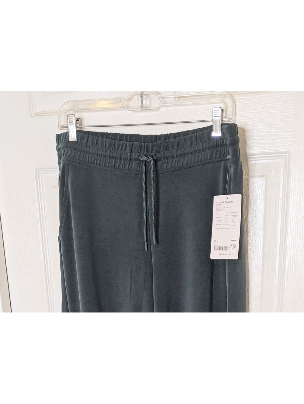 Athleta Women's Seasoft Mid Rise Straight Pants NWT Soft Blue-Green Size Large - Picture 2 of 8